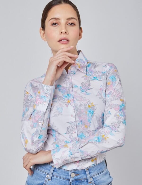 Hawes and Curtis Women Petrol Happer Paisley Shirt