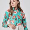 Hawes and Curtis Women Vintage SC Leo Flower Blooms Shirt