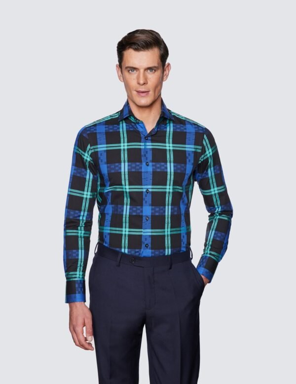 Hawes & Curtis York Black & Green Shirt