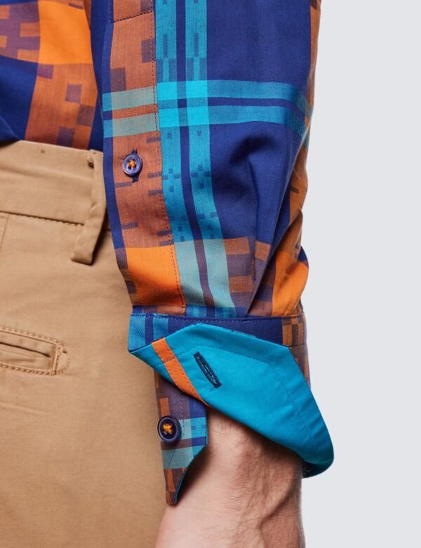 Hawes & Curtis York Navy & Orange Shirt