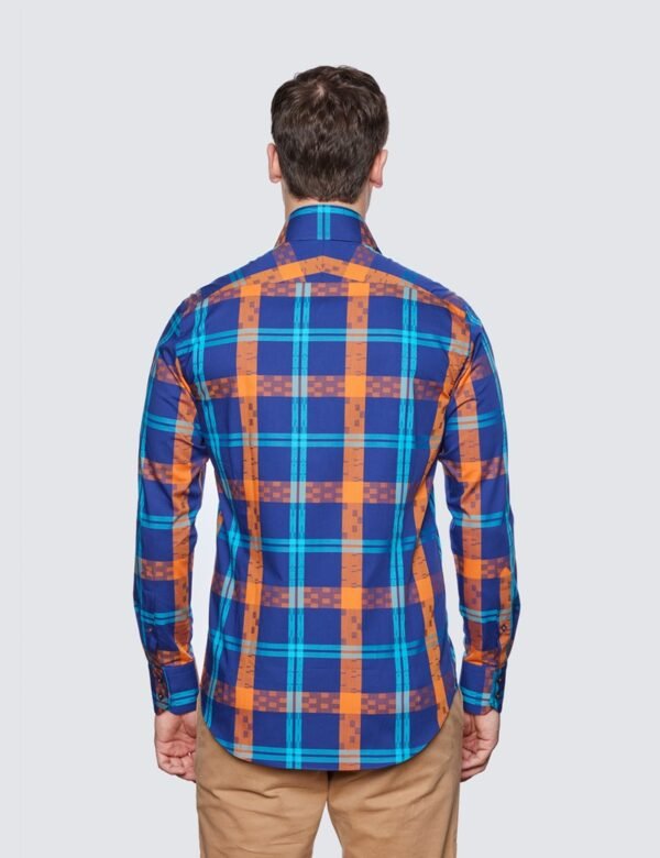 Hawes & Curtis York Navy & Orange Shirt