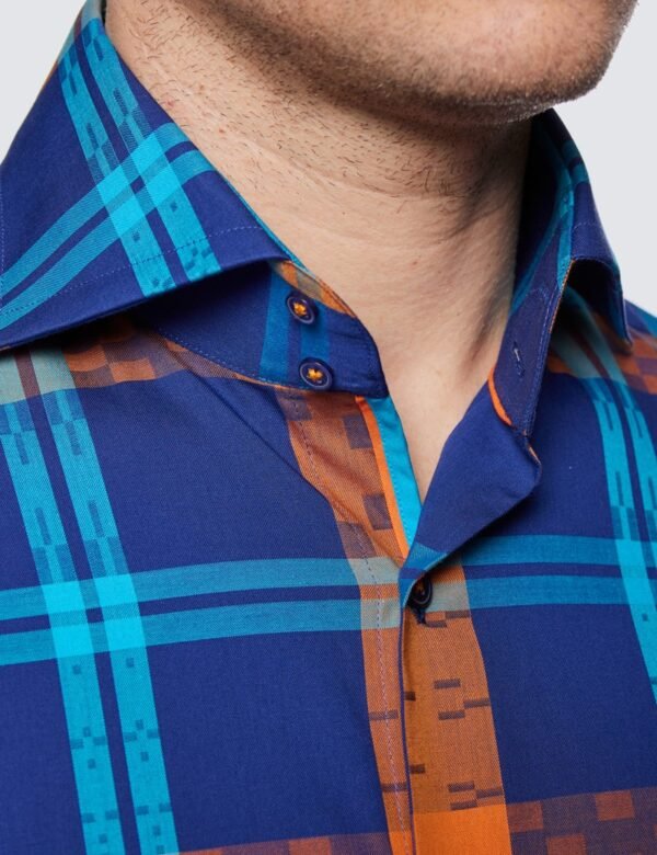 Hawes & Curtis York Navy & Orange Shirt