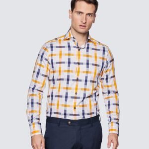 Hawes & Curtis York White & Orange Shirt