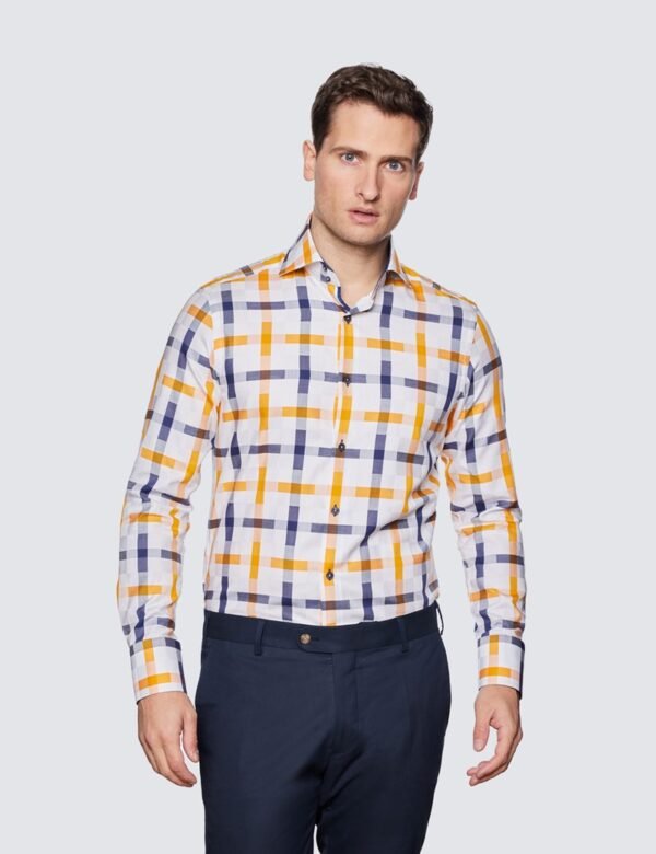 Hawes & Curtis York White & Orange Shirt