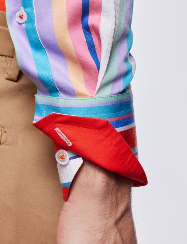 Hawes & Curtis Men York White & Red Stripe Shirt