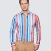 Hawes & Curtis Men York White & Red Stripe Shirt
