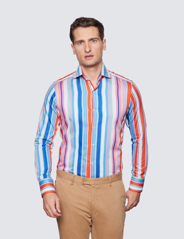 Hawes & Curtis Men York White & Red Stripe Shirt