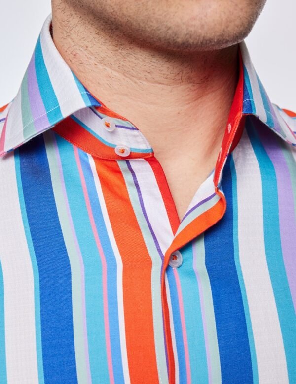 Hawes & Curtis Men York White & Red Stripe Shirt