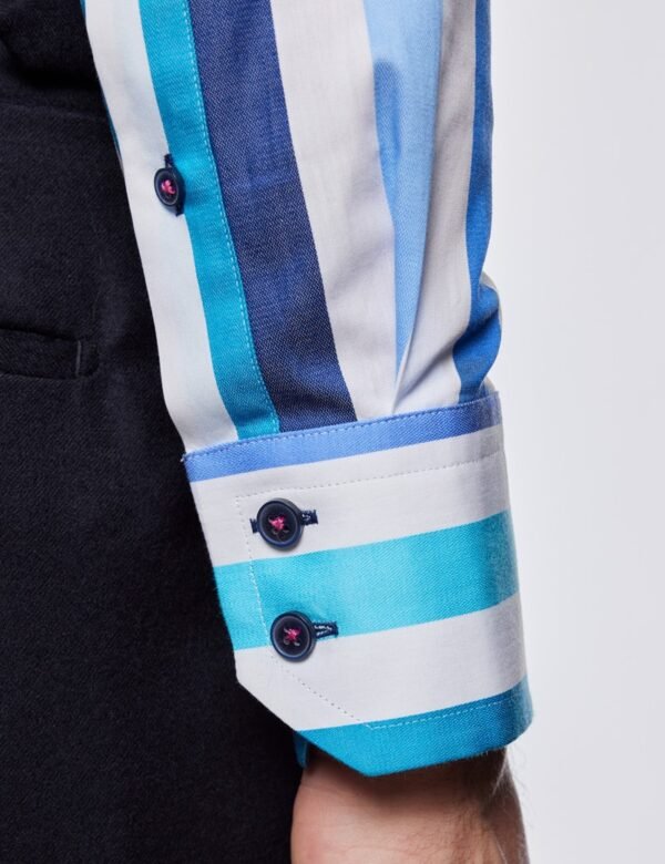 Hawes & Curtis Men York White & Blue Stripe Shirt