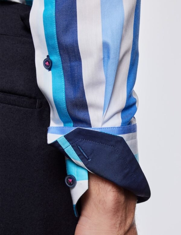 Hawes & Curtis Men York White & Blue Stripe Shirt