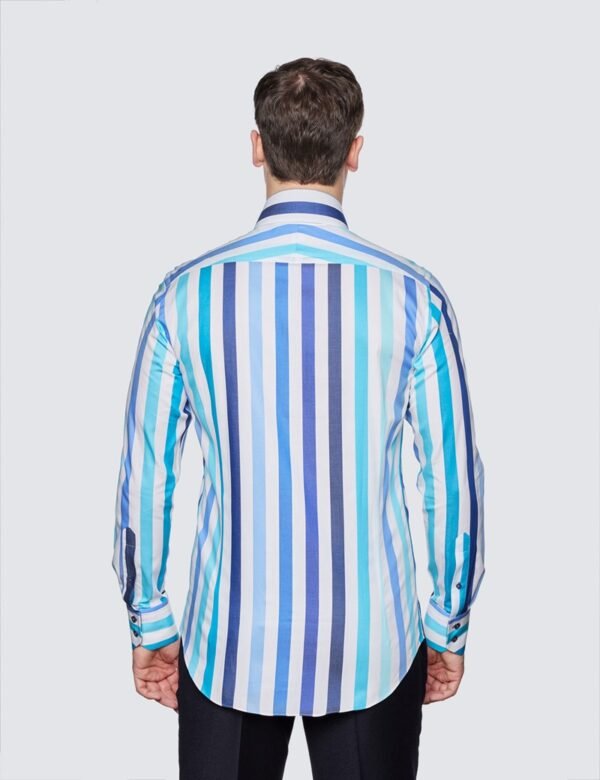 Hawes & Curtis Men York White & Blue Stripe Shirt