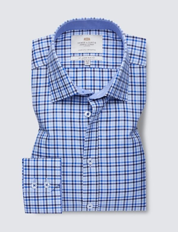 Hawes and Curtis Men Navy & Blue Multi-Colour Shirt