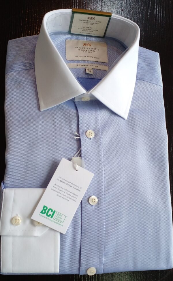 Hawes and Curtis Men Blue Dotted Shirt