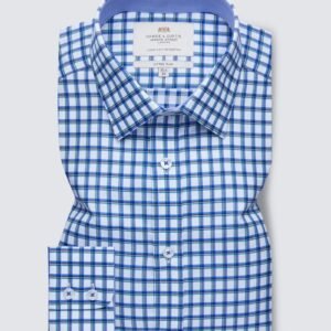Hawes and Curtis Men Green & Blue Block Shirt