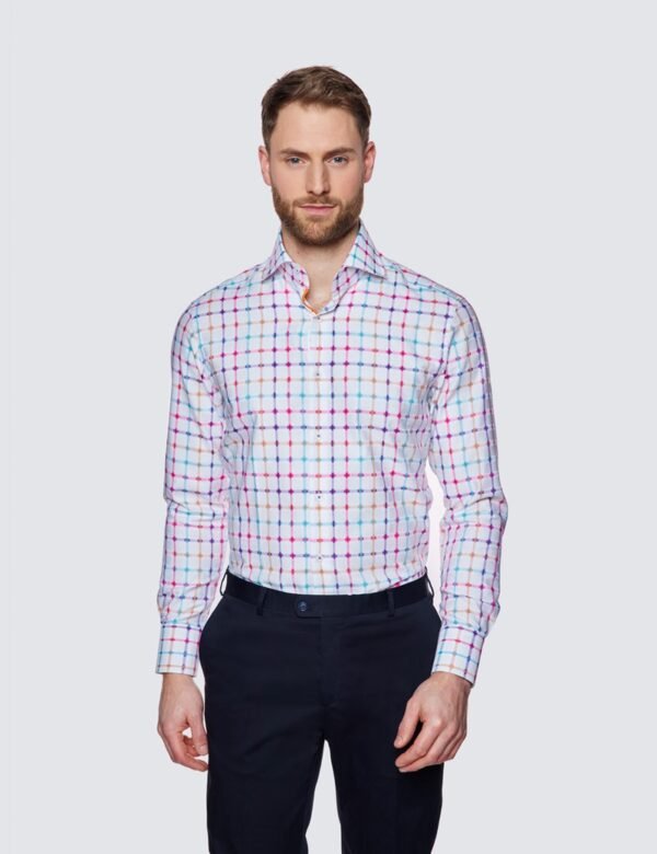 Hawes & Curtis York White & Pink Shirt