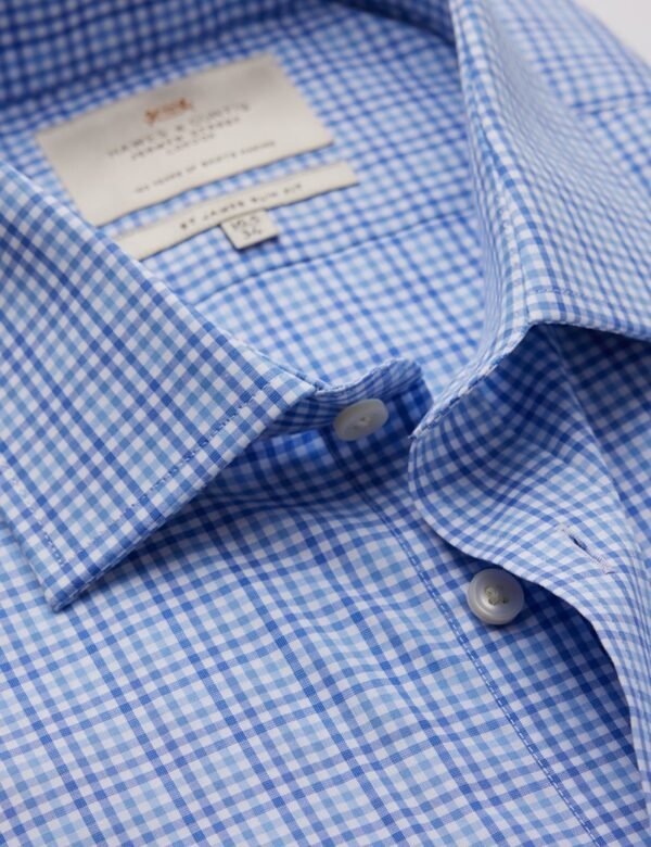 Hawes and Curtis Men Blue & White Check Shirt