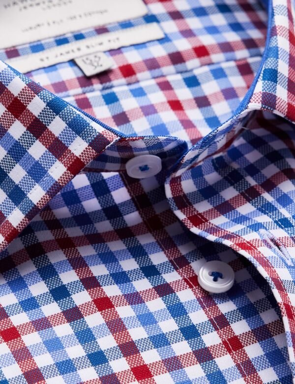 Hawes and Curtis Men Red & Navy  Block Check Shirt