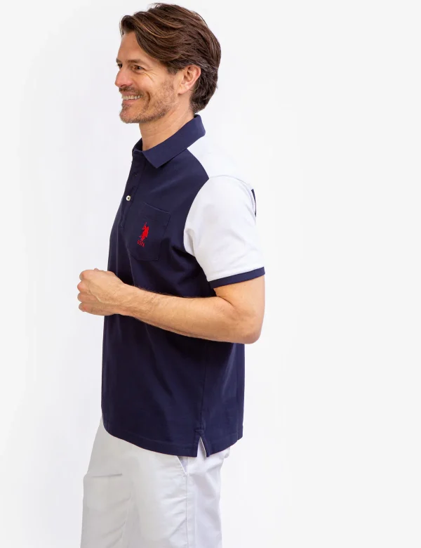 U.S. POLO COLORBLOCK PIQUE POLO SHIRT WITH POCKET