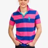 U.S. POLO PINK & BLUE STRIPE PIQUE POLO SHIRT
