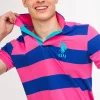 U.S. POLO PINK & BLUE STRIPE PIQUE POLO SHIRT