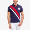 U.S. POLO RED & WHITE STRIPE PIECED PIQUE POLO SHIRT