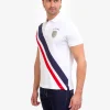 U.S.POLO WHITE DIAGONAL STRIPE PIECED PIQUE POLO SHIRT