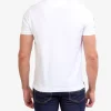 U.S.POLO WHITE DIAGONAL STRIPE PIECED PIQUE POLO SHIRT