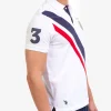 U.S.POLO WHITE DIAGONAL STRIPE PIECED PIQUE POLO SHIRT