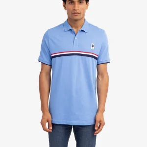 PIECED SIGNATURE STRIPE PIQUE POLO SHIRT