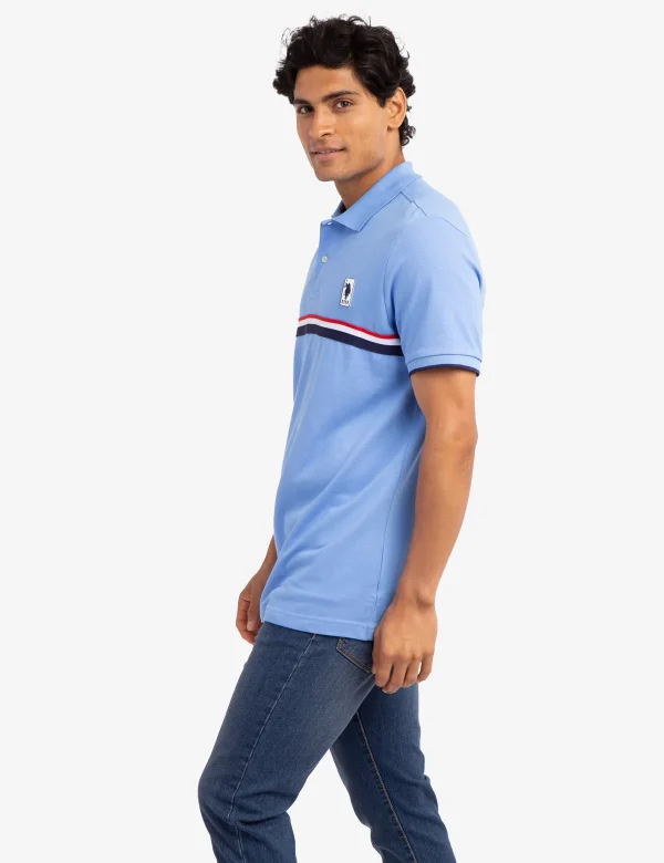 PIECED SIGNATURE STRIPE PIQUE POLO SHIRT