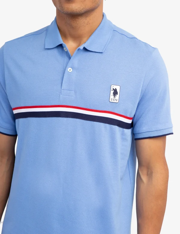 PIECED SIGNATURE STRIPE PIQUE POLO SHIRT