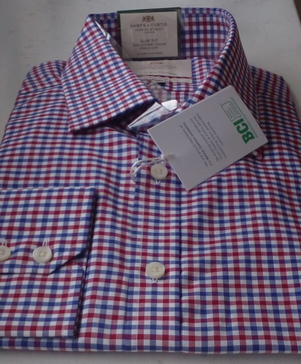 Hawes and Curtis Men Red & Blue Tiny Check Shirt