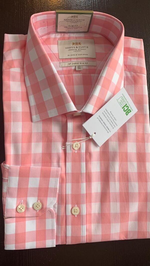 Hawes and Curtis Men Pink & White Block Shirt