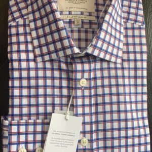 Hawes and Curtis Men Red & Blue Block Shirt