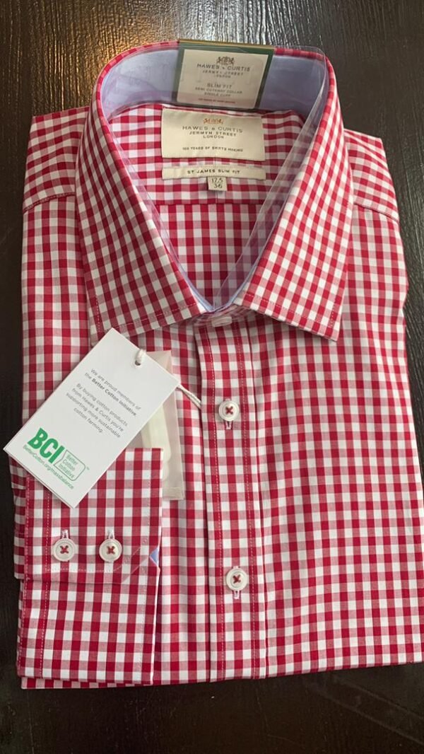 Hawes and Curtis Men white & Red Check Shirt