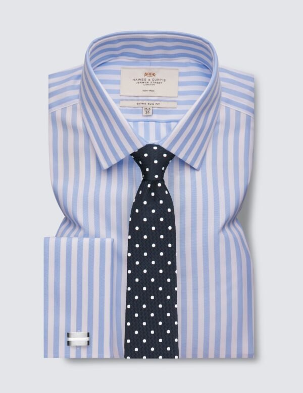 Hawes and Curtis Men Slim Blue Stripe Shirt