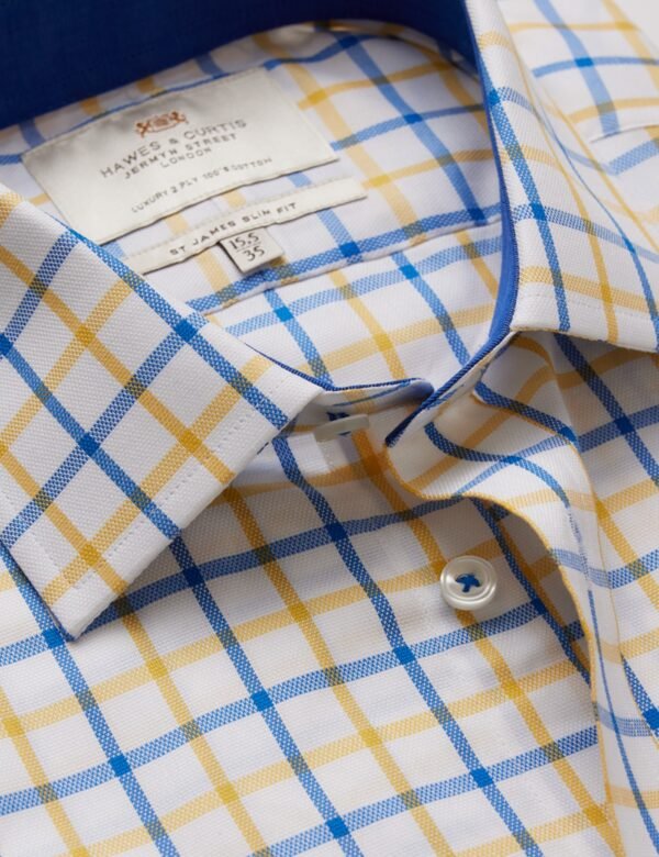 Hawes and Curtis Men Sc Yellow & Blue Check Shirt