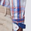 Hawes & Curtis Men York Blue & Orange Shirt