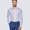 Hawes & Curtis Men York Blue & Yellow Stripe Shirt
