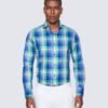 Hawes & Curtis Men Blue Green check Shirt