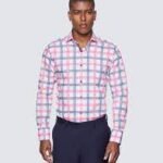 Hawes & Curtis Men York White & Pink Shirt