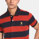 BROWN STRIPE BIG LOGO POLO SHIRT