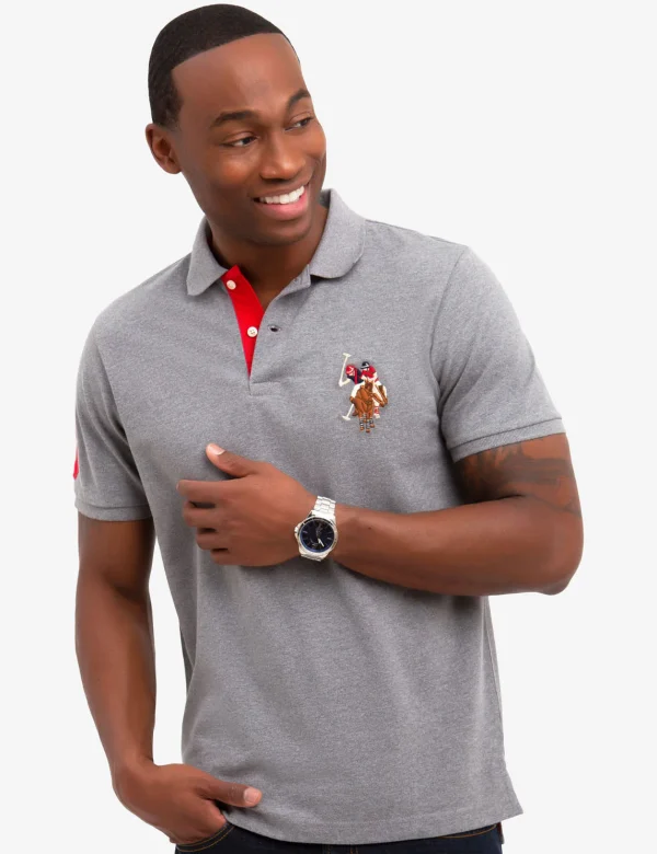 GREY COLOR BIG LOGO POLO SHIRT