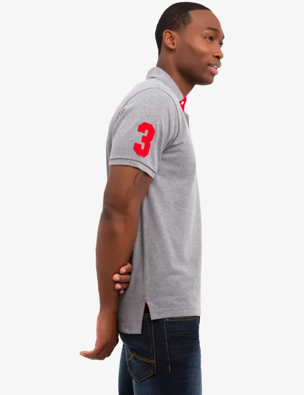 GREY COLOR BIG LOGO POLO SHIRT