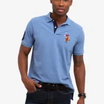 BLUE COLOR BIG LOGO POLO SHIRT
