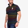 PRIDE YARN BLACK STRIPE PIQUE POLO SHIRT