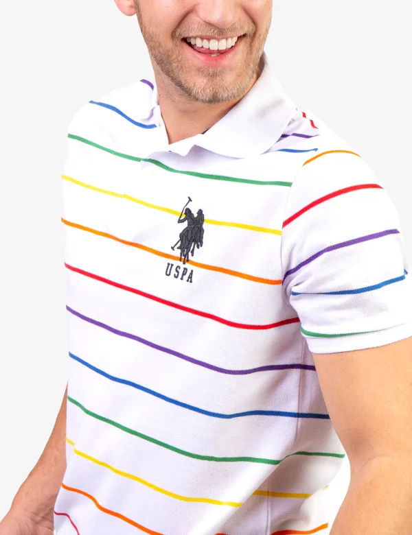 PRIDE YARN DYE STRIPE PIQUE POLO SHIRT