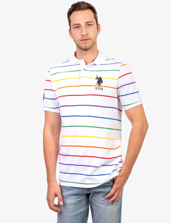 PRIDE YARN DYE STRIPE PIQUE POLO SHIRT