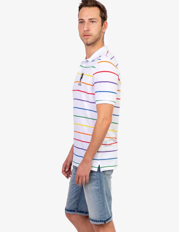 PRIDE YARN DYE STRIPE PIQUE POLO SHIRT