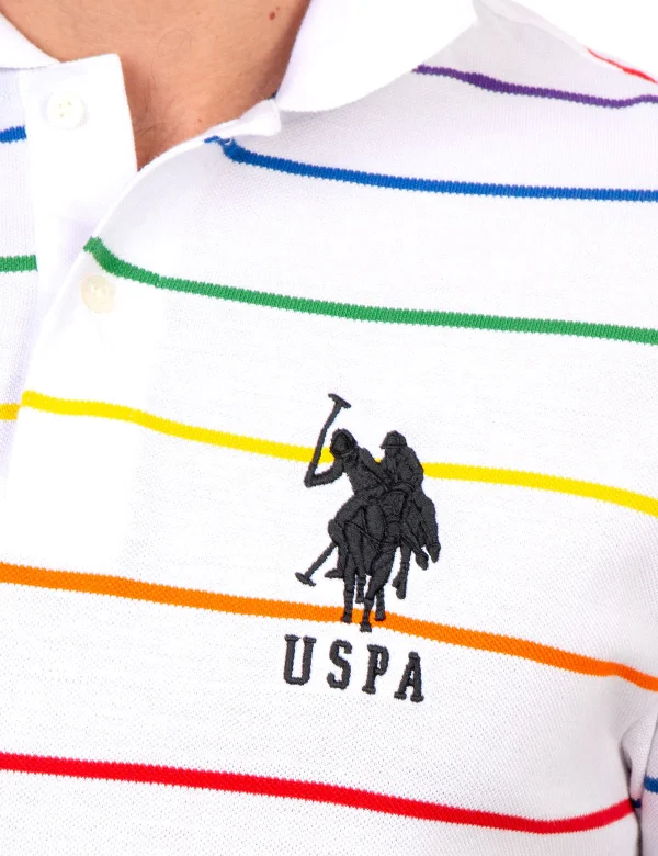 PRIDE YARN DYE STRIPE PIQUE POLO SHIRT